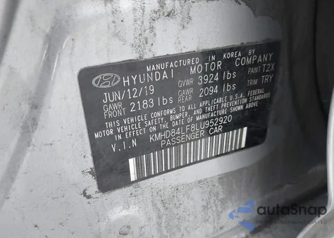 2020 Hyundai Elantra Value Edition from USA, damaged, VIN KMHD84LF8LU952920